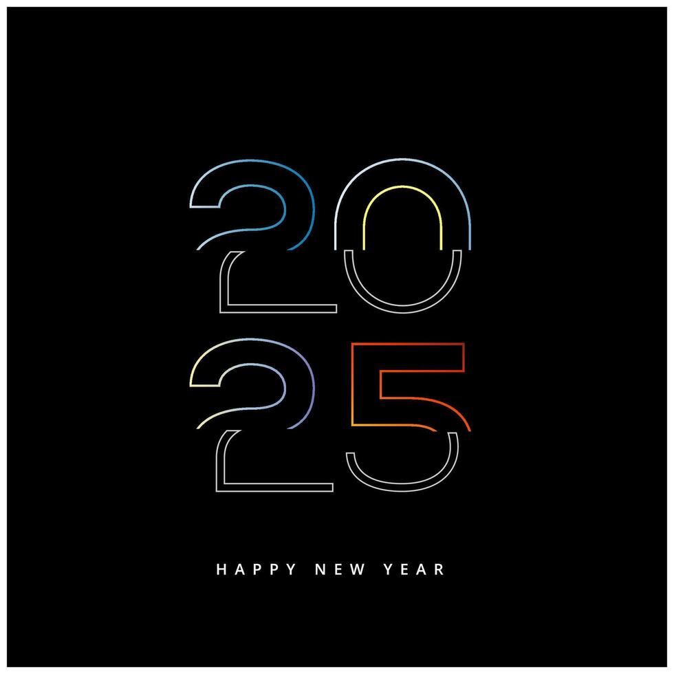 Modern 2025 Typography Design Vibrant and Bold Graphics for Cards Posters and Calendars vector