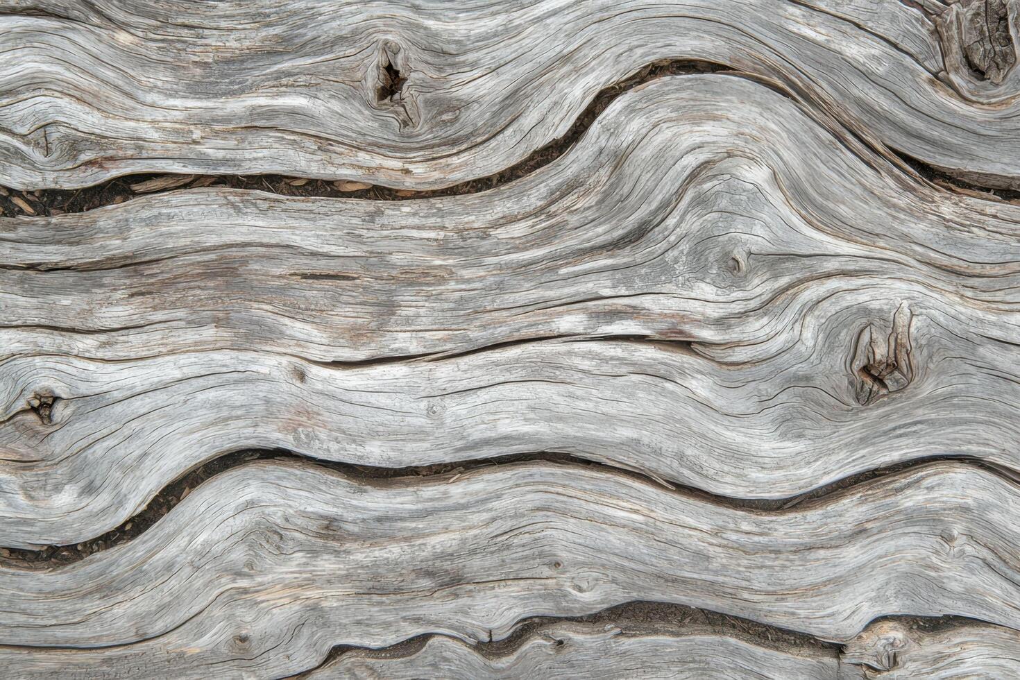 A weathered driftwood texture background featuring organic grooves and a sun-bleached surface photo