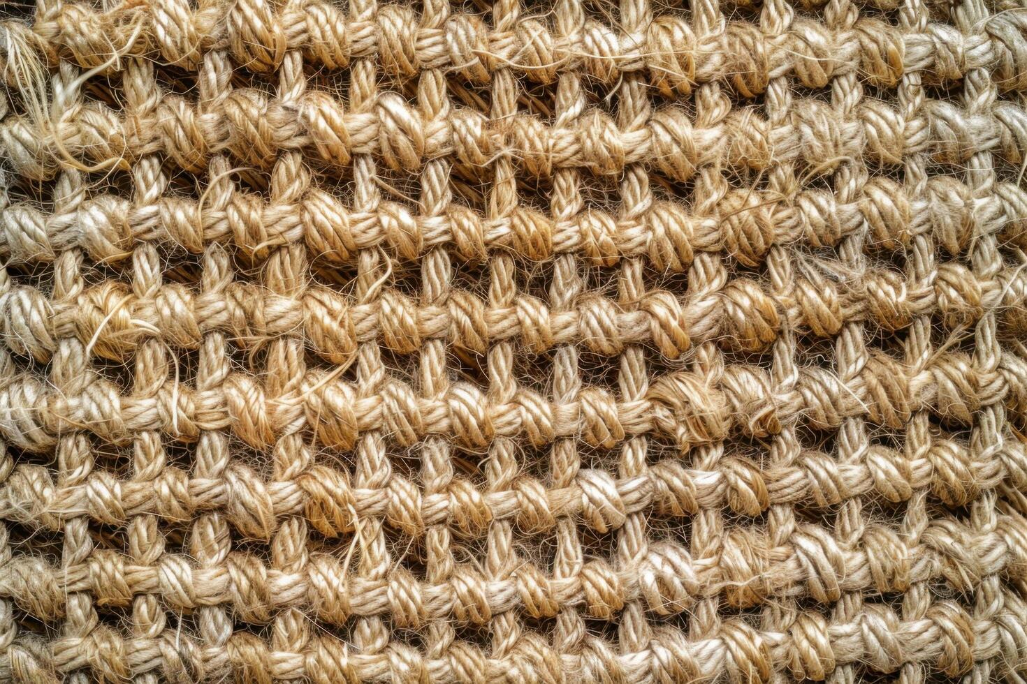 A jute texture background features a coarse, natural fiber with a rustic and earthy appearance photo