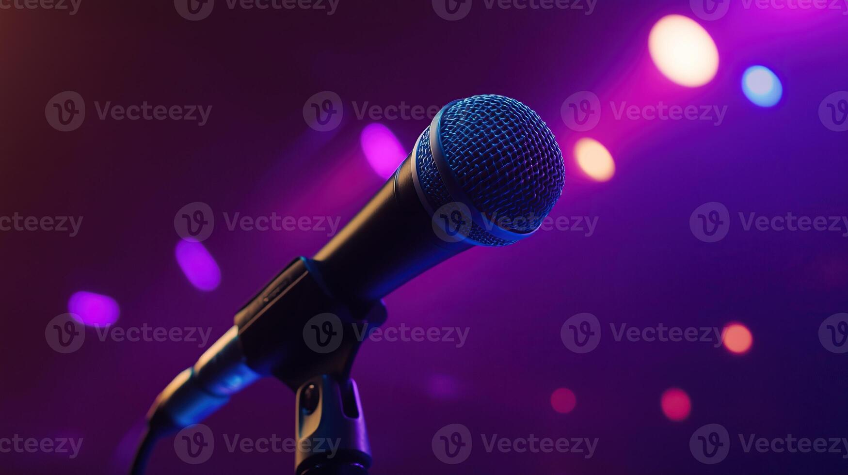 Professional microphone with colorful background photo