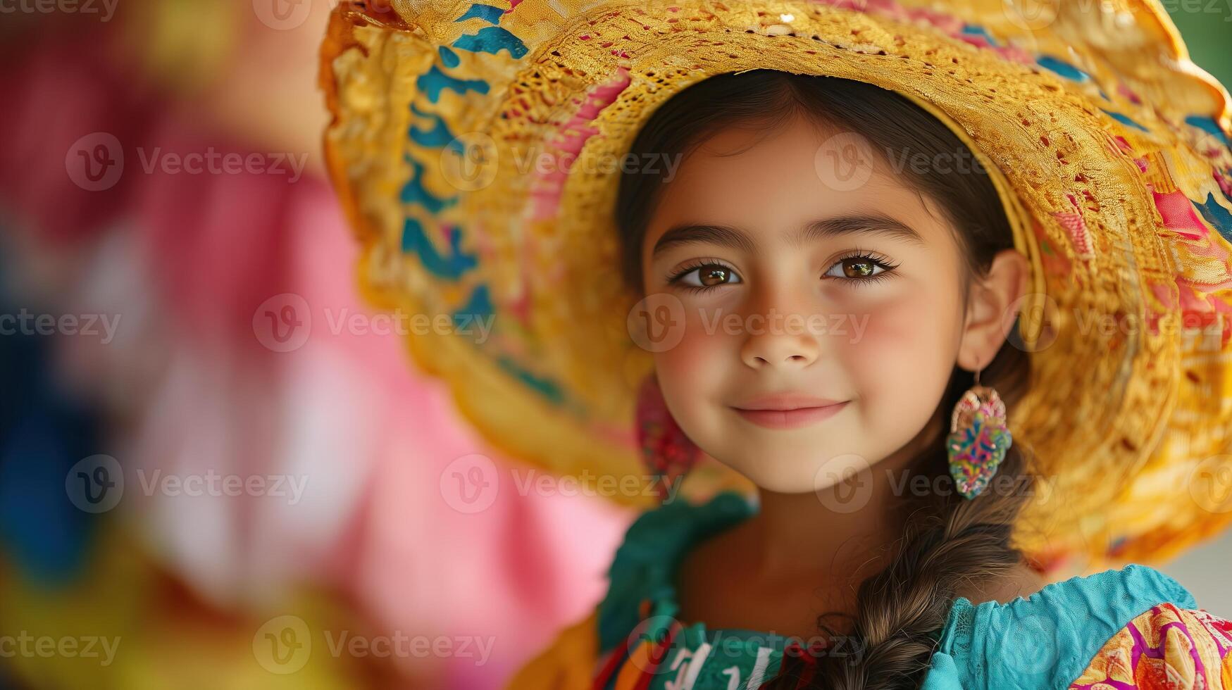 Mexican girl with traditional clothes photo