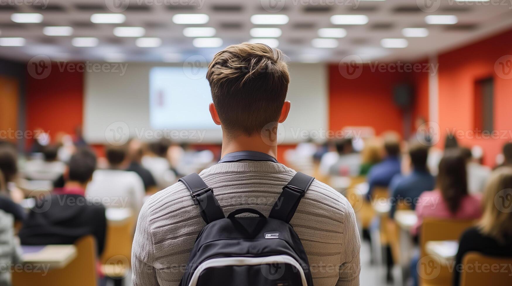 People listening to a conference in a meeting room photo