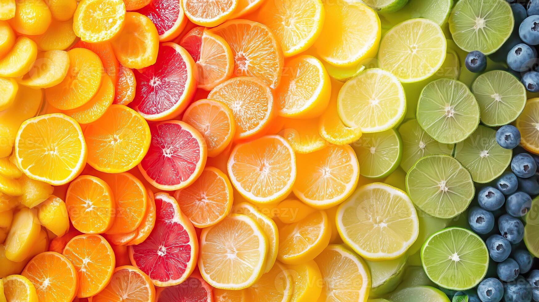 Colorful rainbow citrus fruit design background. photo