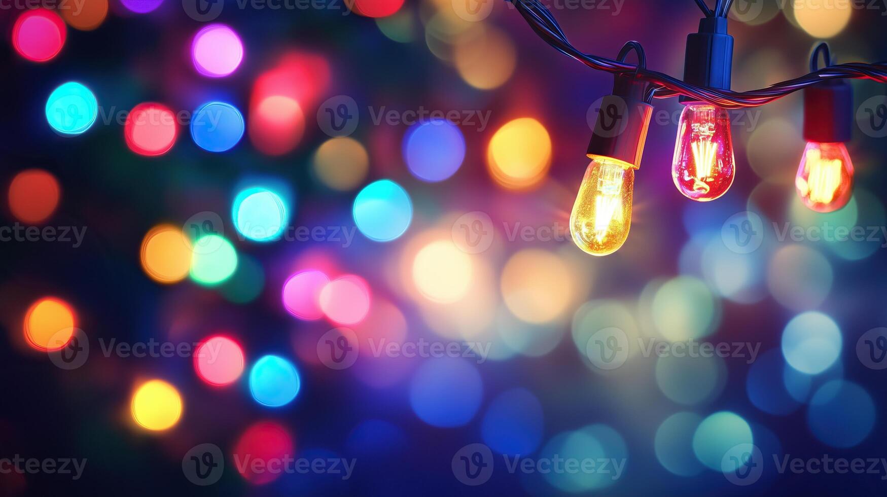 Abstract strand of color Christmas lights. photo