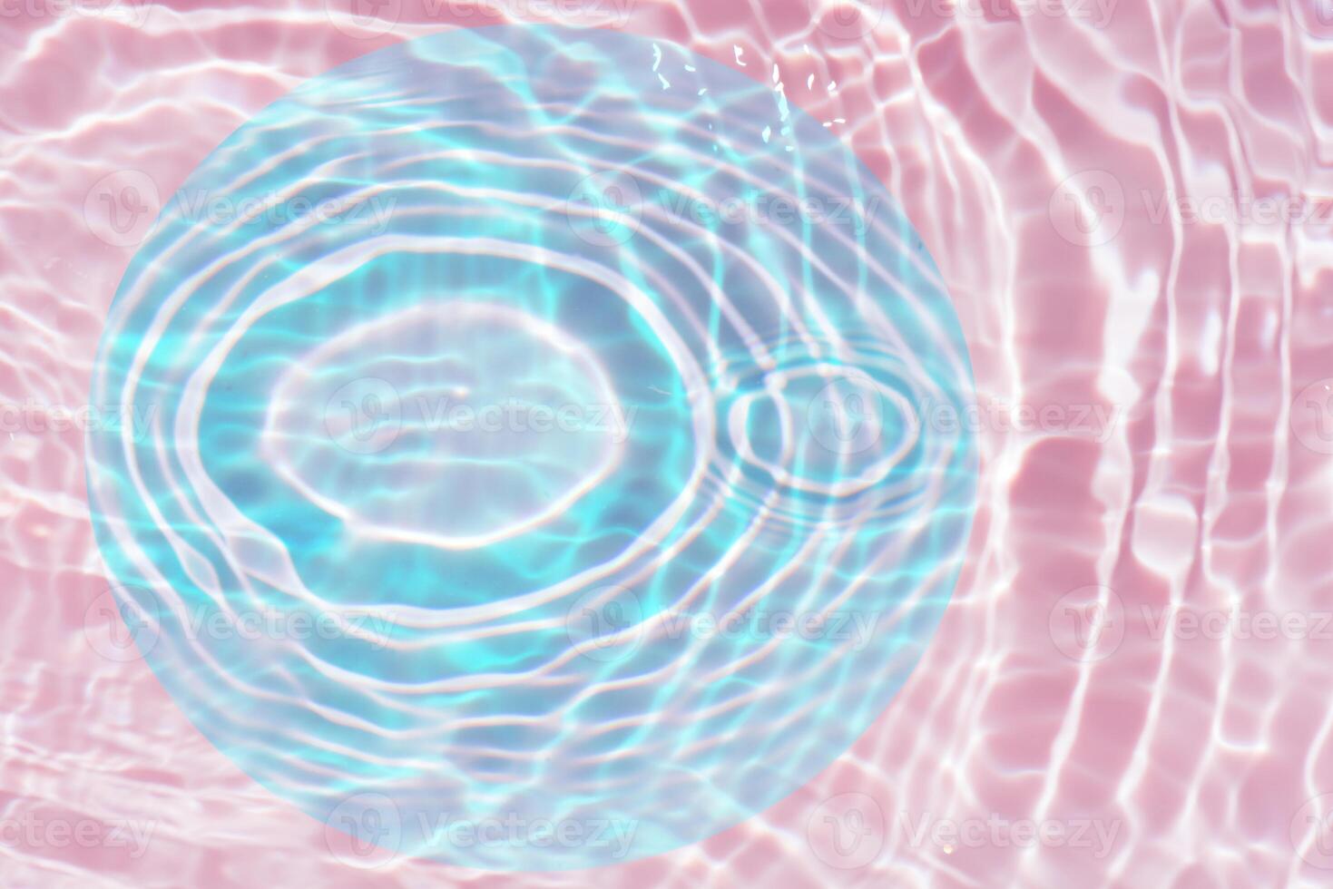 Blue water with ripples on the surface. Defocus blurred transparent blue colored clear calm water surface texture with splashes and bubbles. Water waves with shining pattern texture background. photo