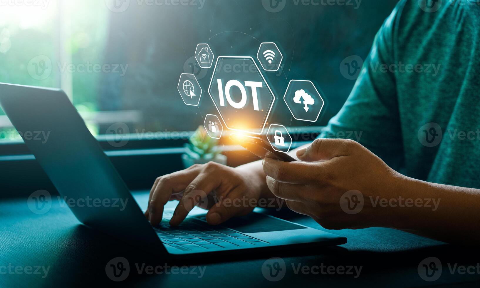 Smart Business IoT Leveraging the Internet of Things for Enhanced Efficiency, Real Time Analytics, Transformative Growth, Improved Operational Performance, Innovative Solutions, Global network photo