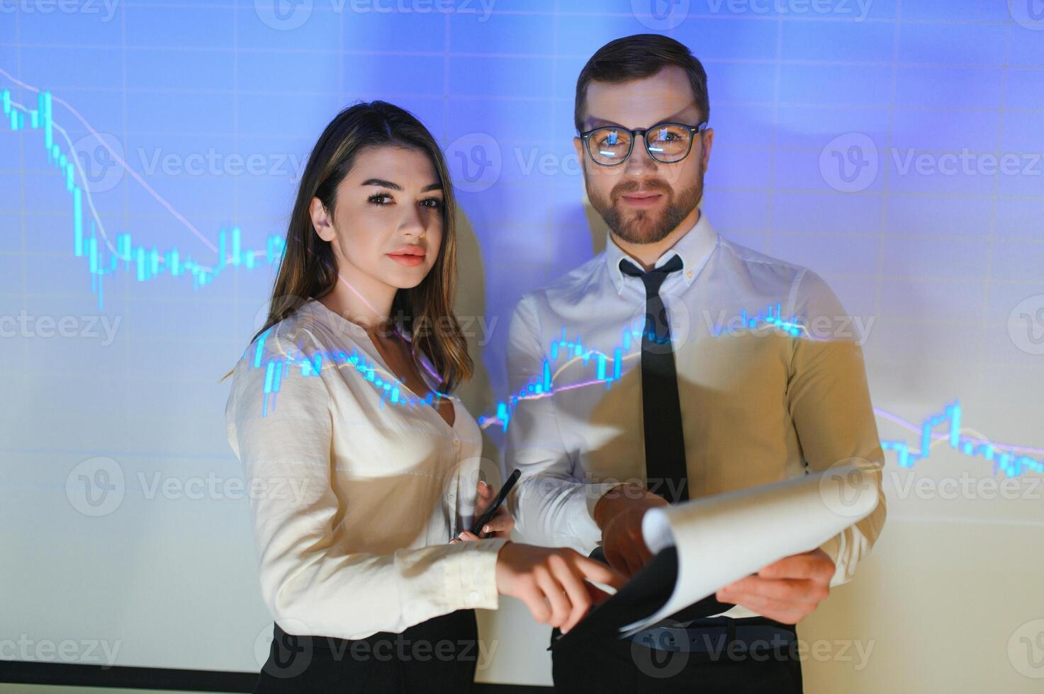Group of business people smiling on camera. Fron View photo