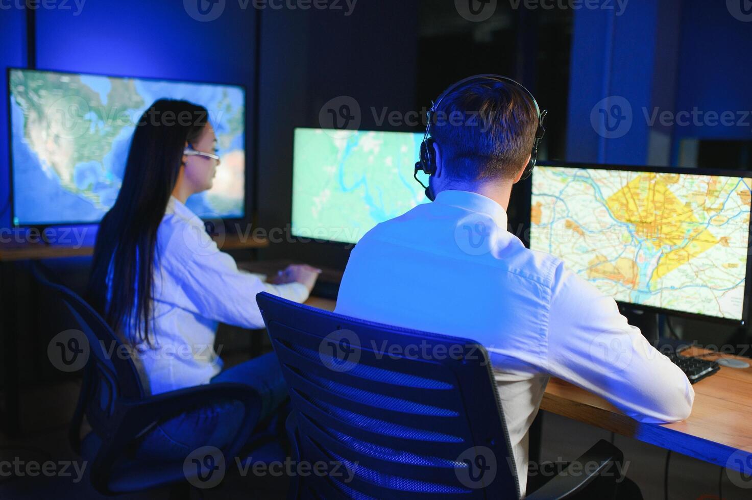 Dispatching support centers for freight transportation. Logistics and navigation of cargo delivery photo