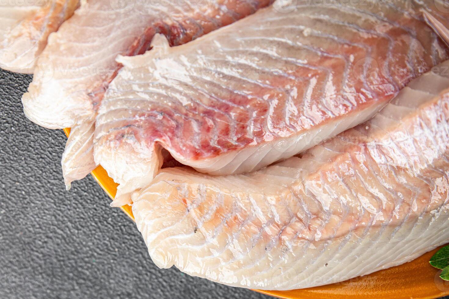 fillet raw white fish cod or halibut fresh meal food snack on the table copy space food background rustic top view photo
