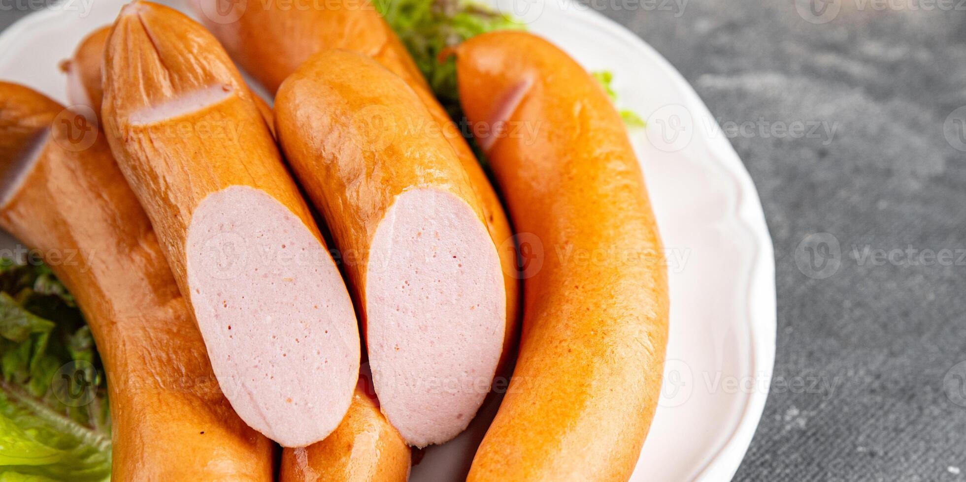 sausages meat pork or chicken, turkey fresh meal food snack on the table copy space food background rustic top view photo