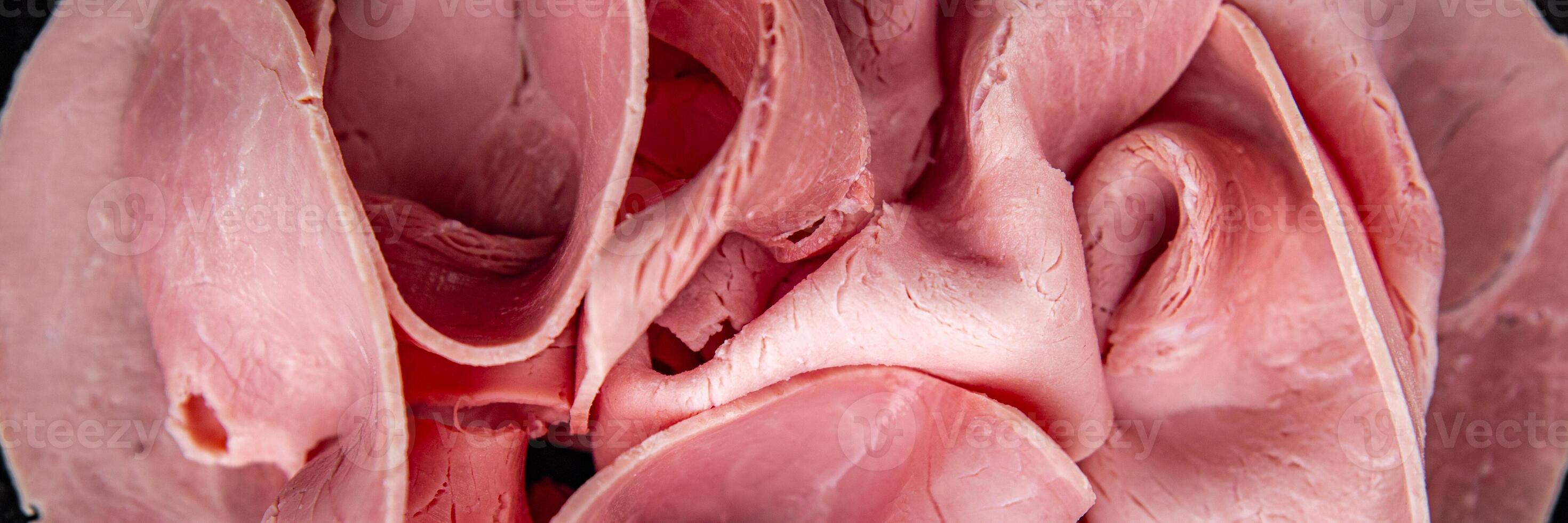 ham pork meat spam luncheon fresh meal food snack on the table copy space food background rustic top view photo