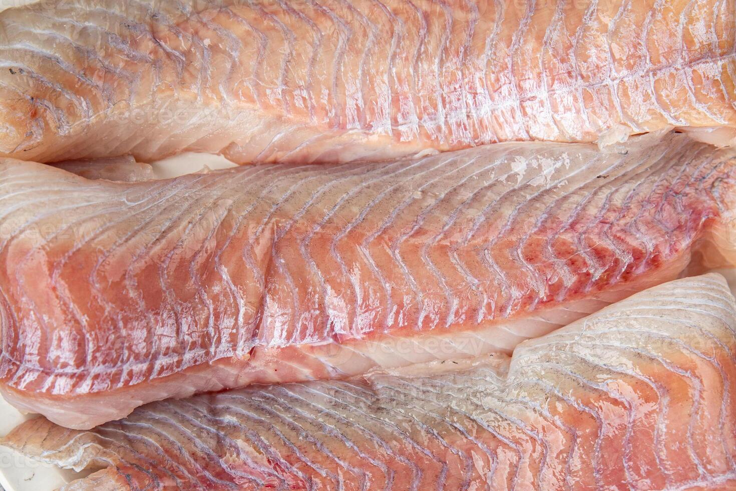 fish raw fillet white cod or halibut fresh food on the table copy space food background rustic top photo