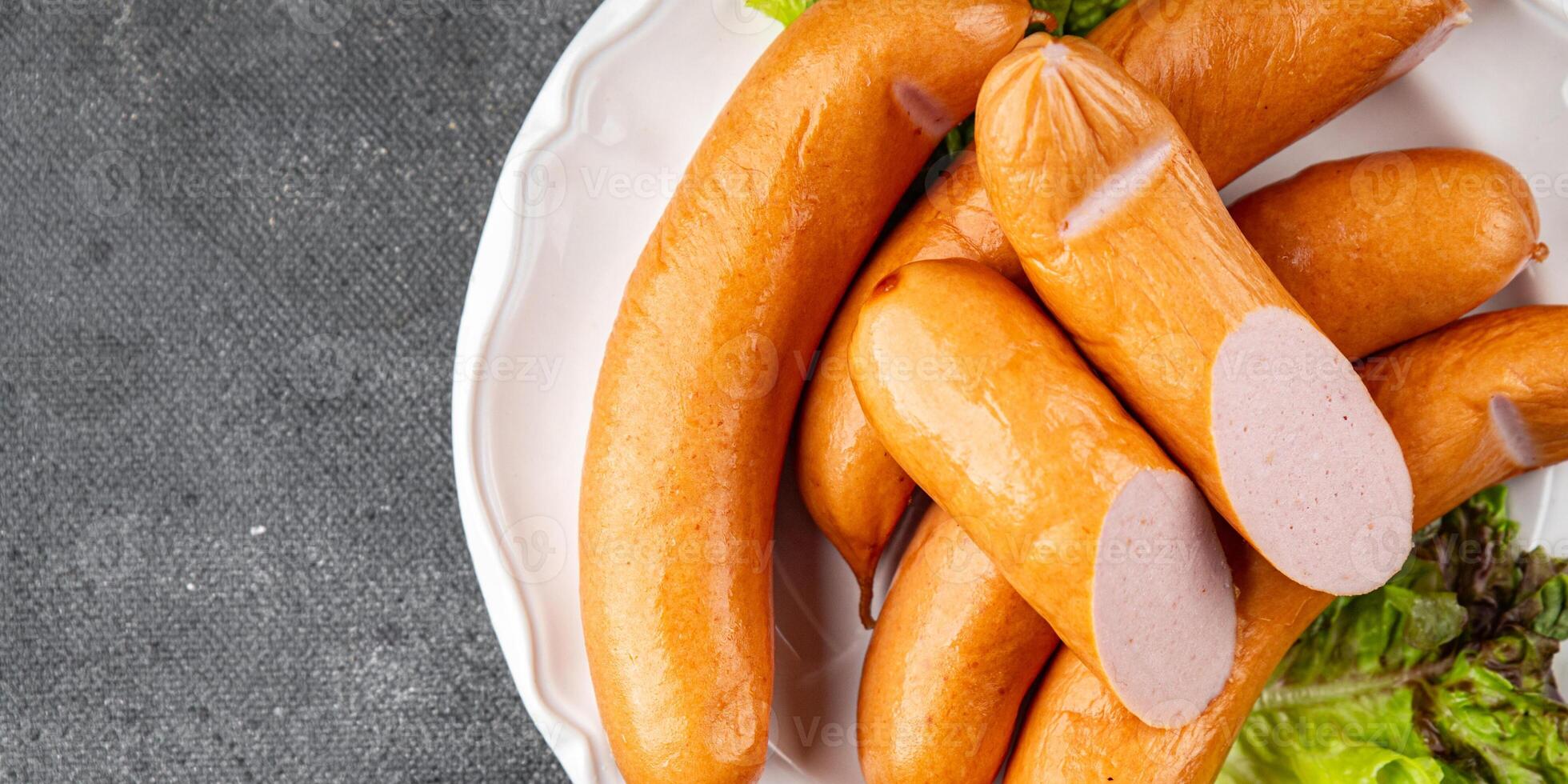 sausages meat pork or chicken, turkey fresh meal food snack on the table copy space food background rustic top view photo