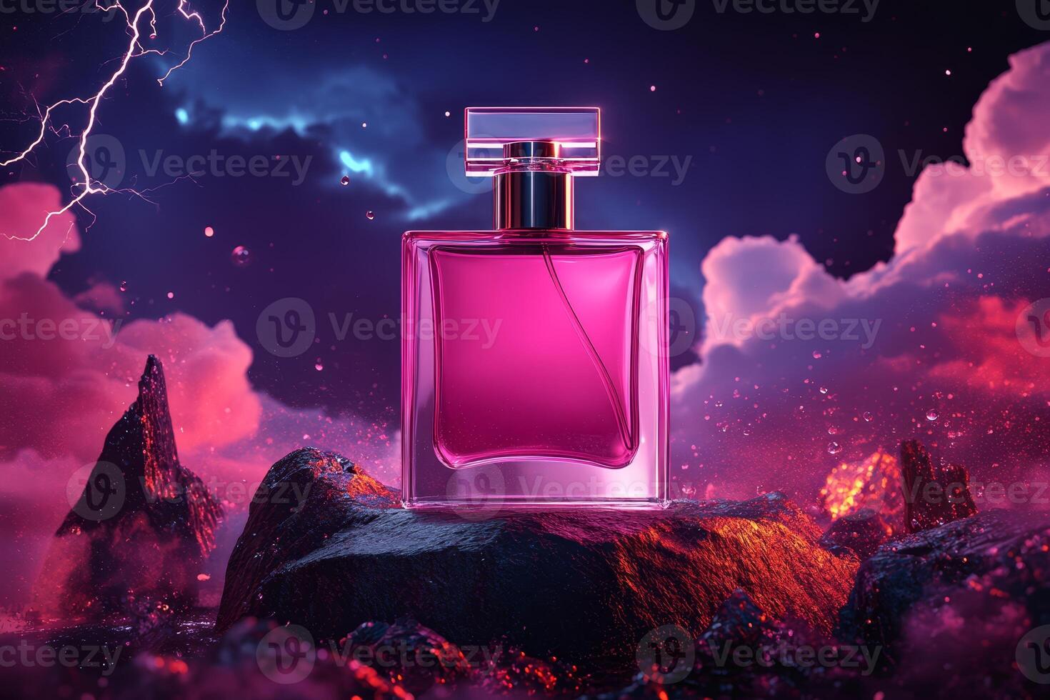 Vibrant pink perfume bottle set photo