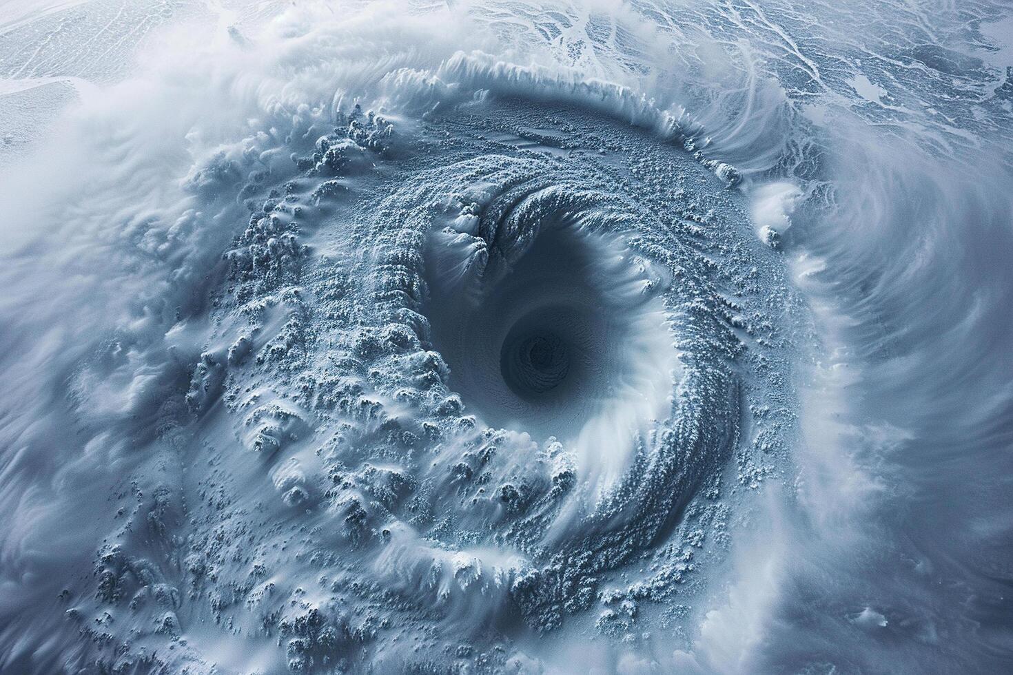 Top view of the formation of the anticyclone. Hurricane or tornado funnel. Generated by artificial intelligence photo