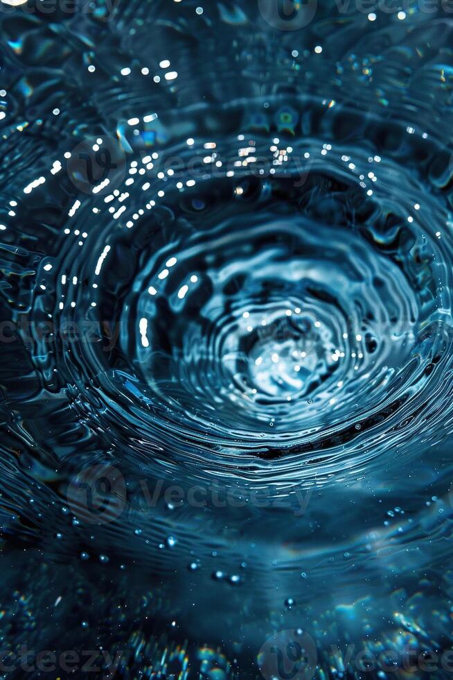 Whirlpool on clear blue water. Abstract shape out of the water photo