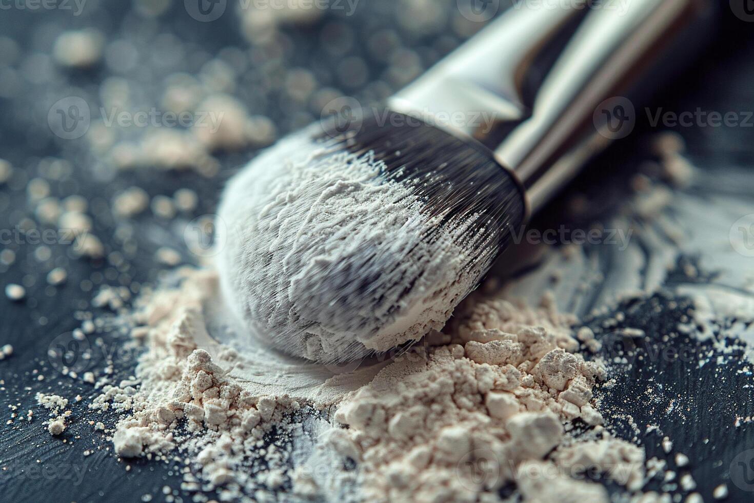 Bronzer or powder and brush on a light background photo