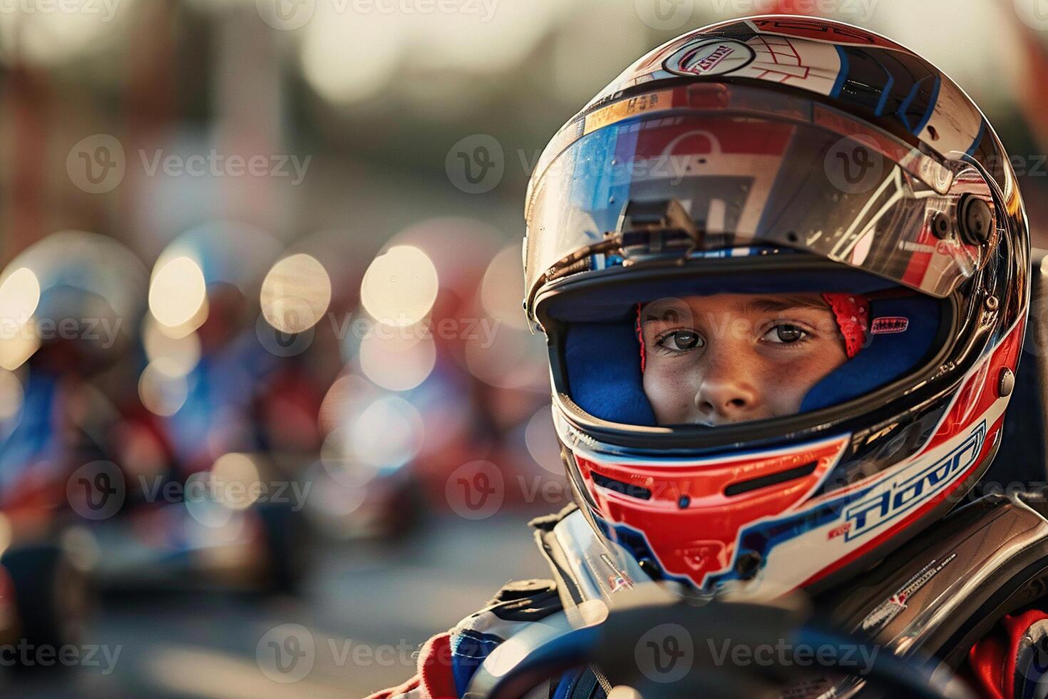 Race track with a go-kart racer. Entertainment and hobby. Racing for children. Generated by artificial intelligence photo