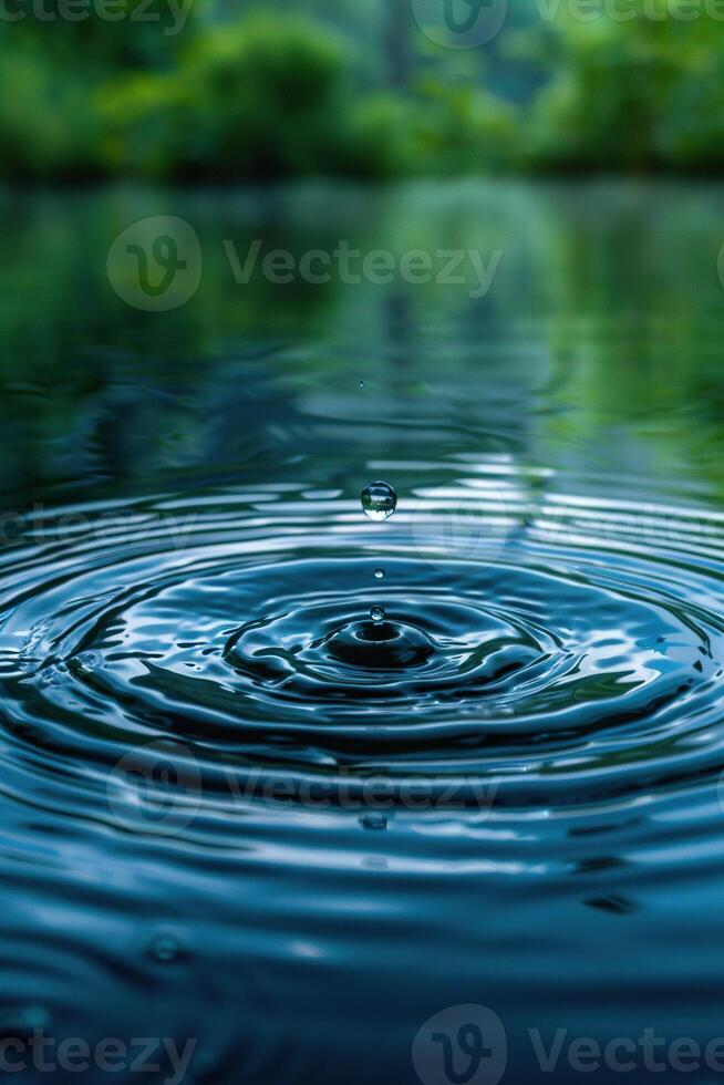Ripple of water or water drop splash on nature background. Abstract shape out of the water photo