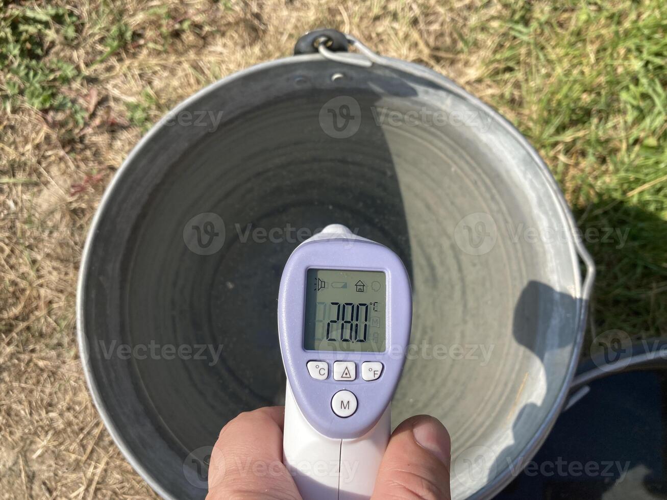 Measuring temperature with a non-contact thermometer photo