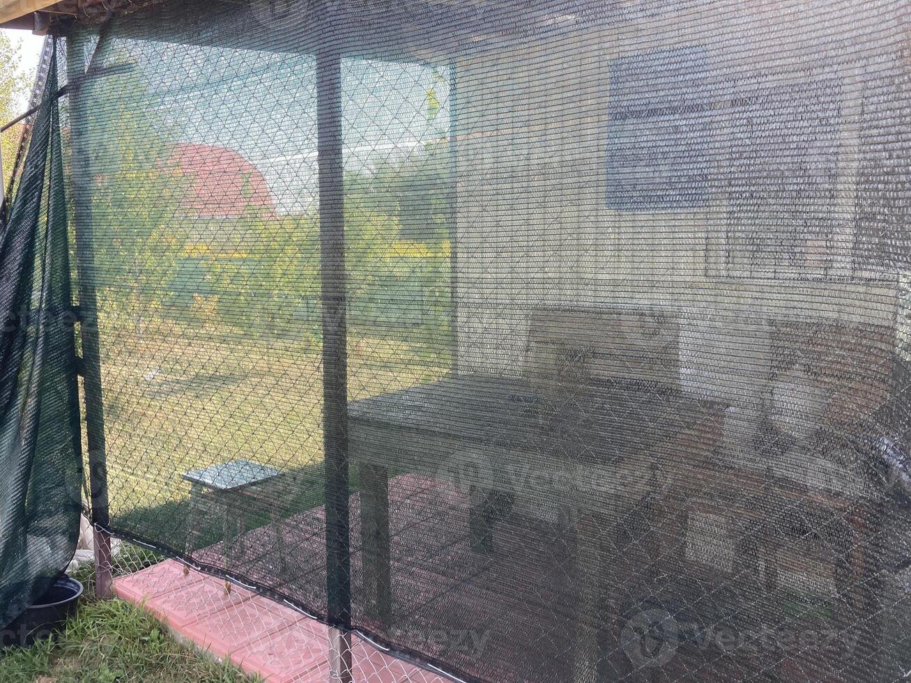 Installation of mosquito netting photo