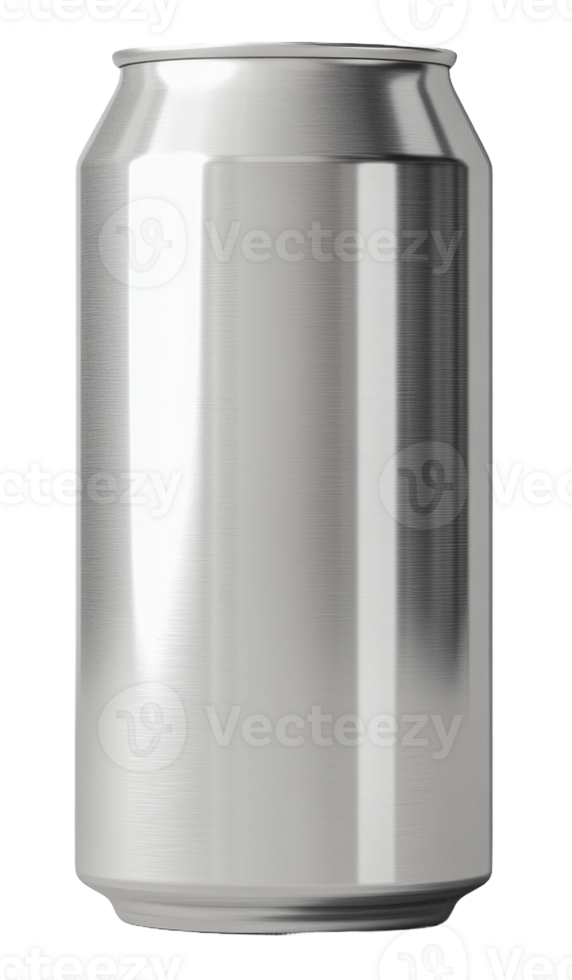 Metallic can standing on a plain surface, cut out - stock . png