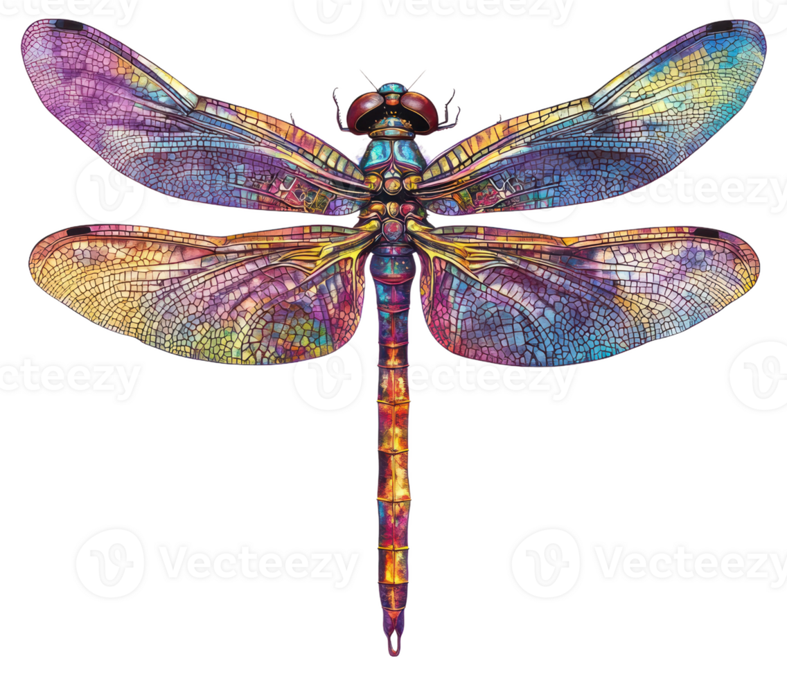 Intricate, colorful dragonfly wings, cut out - stock . png