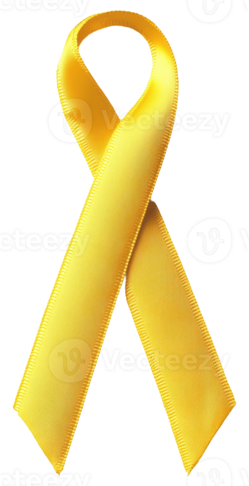 Yellow ribbon symbolizing hope and support, cut out - stock . png