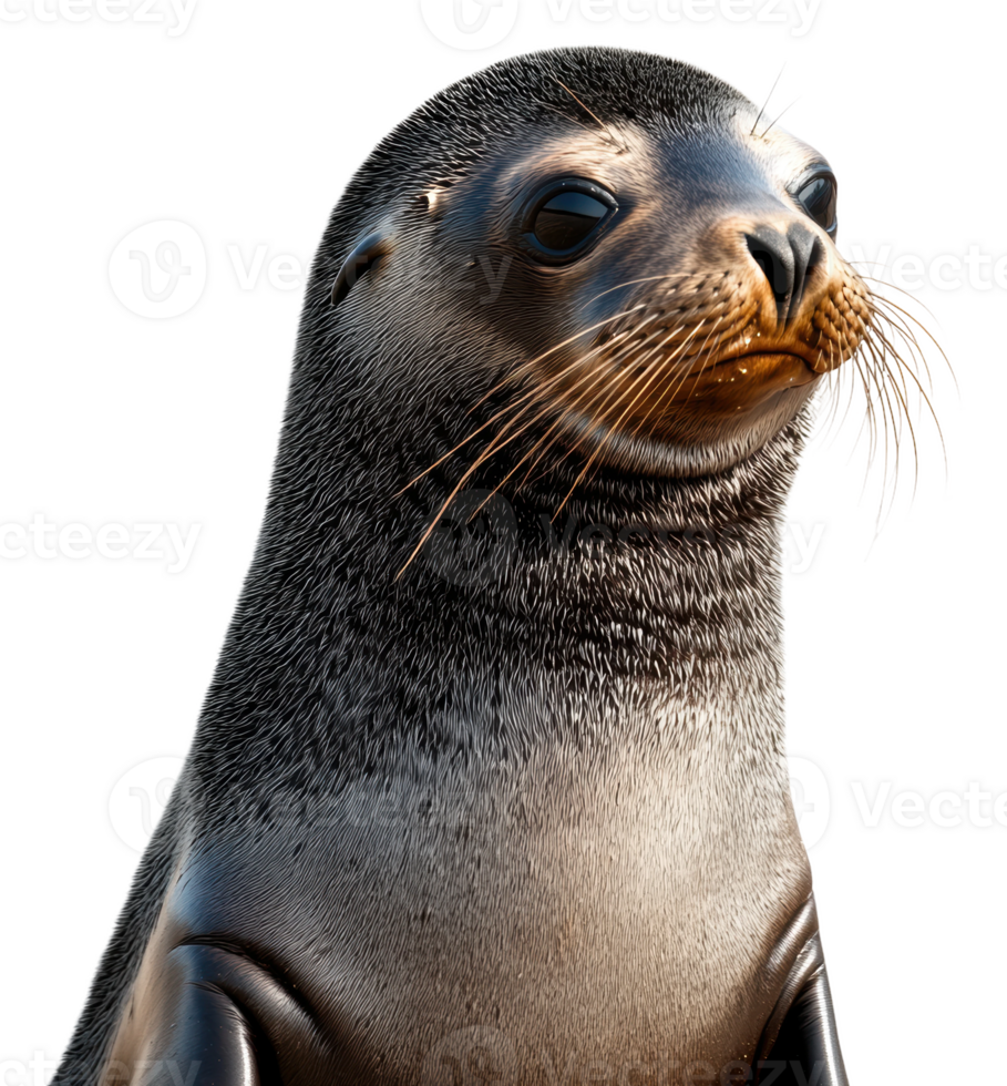 Seal portrait showcasing unique facial features, cut out - stock . png