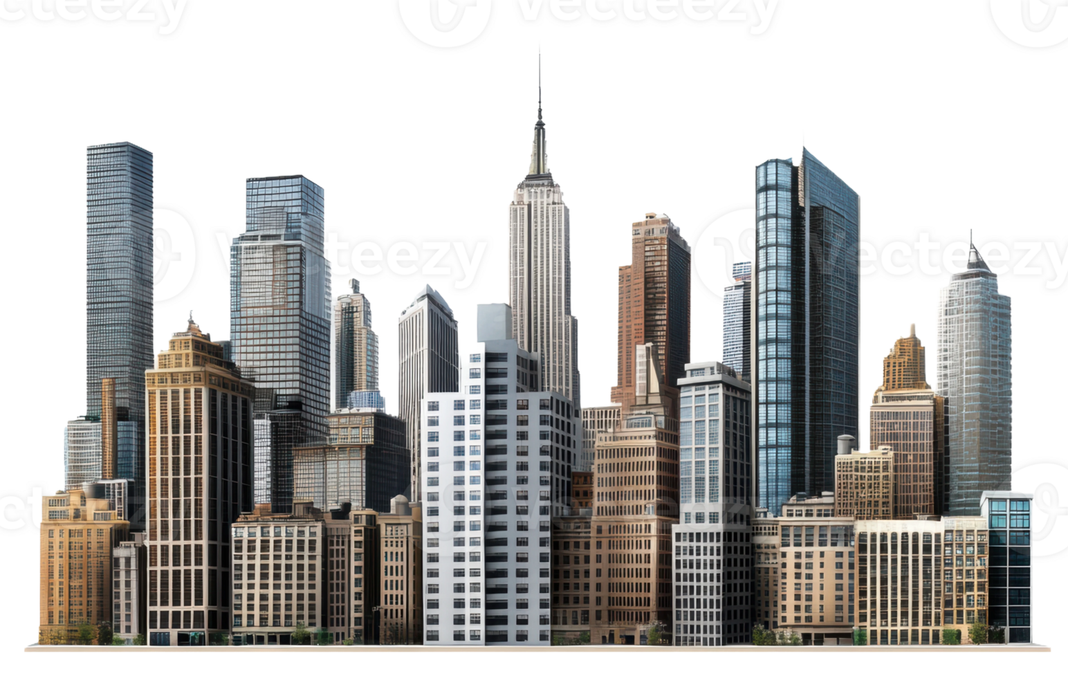New York City skyline at sunset, cut out - stock . png
