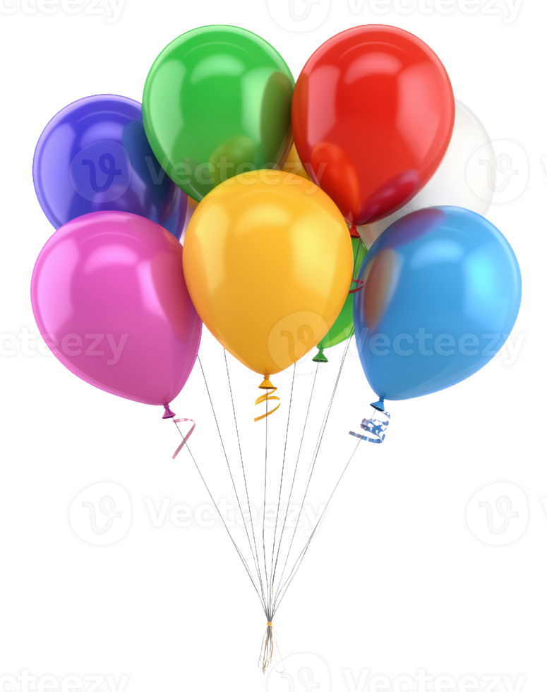 Balloons soaring in the air for joy, cut out - stock . png