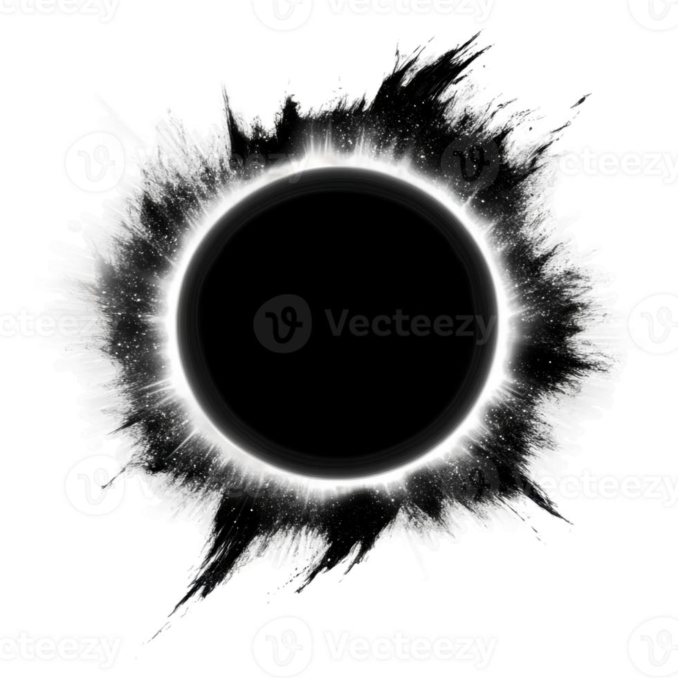 Black hole with a glowing halo of particles, cut out - stock . png
