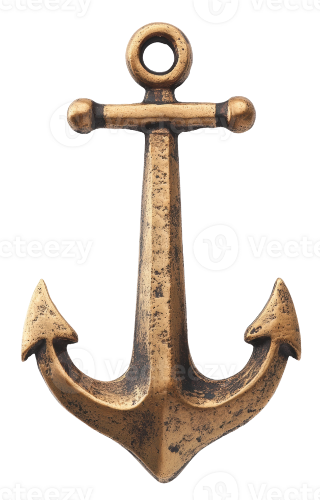 Bronze anchor decoration, cut out - stock . png