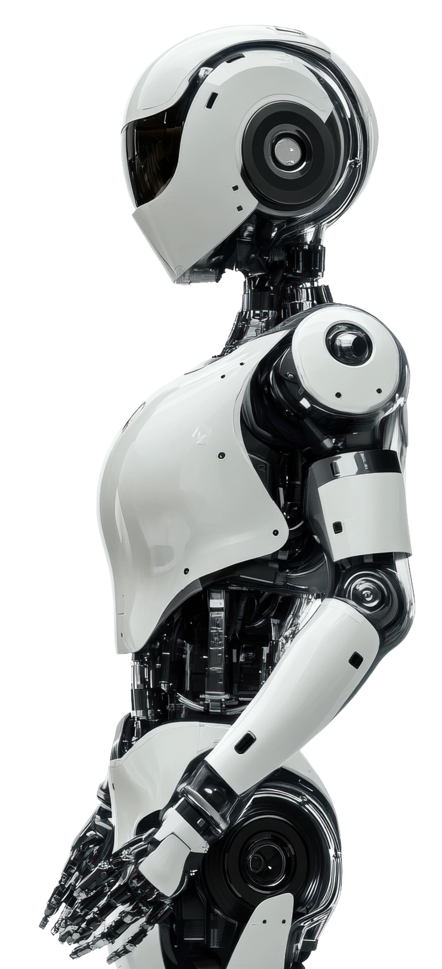 Futuristic Humanoid Robot Standing In Profile Cut Out Stock Futuristic Humanoid Robot Standing In Profile Cut Out Stock