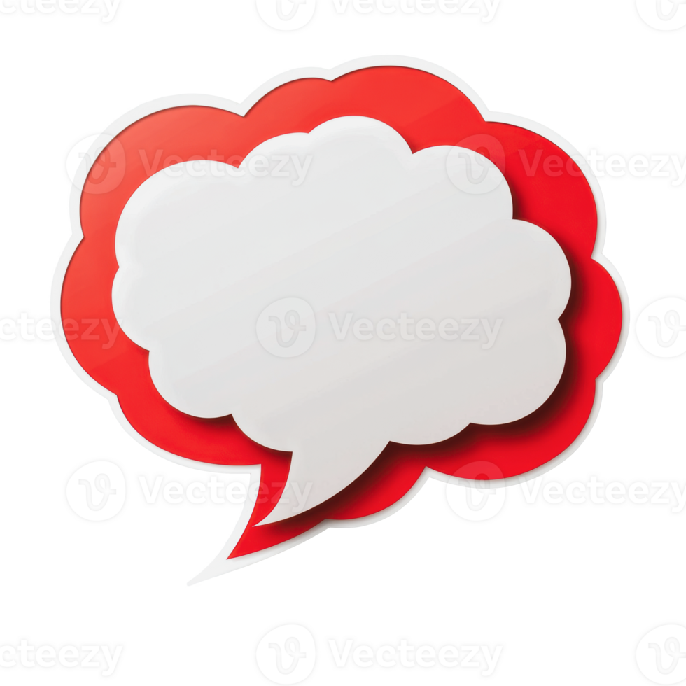 Speech bubble design with red outline and white center for text, suitable for graphic elements and communication png