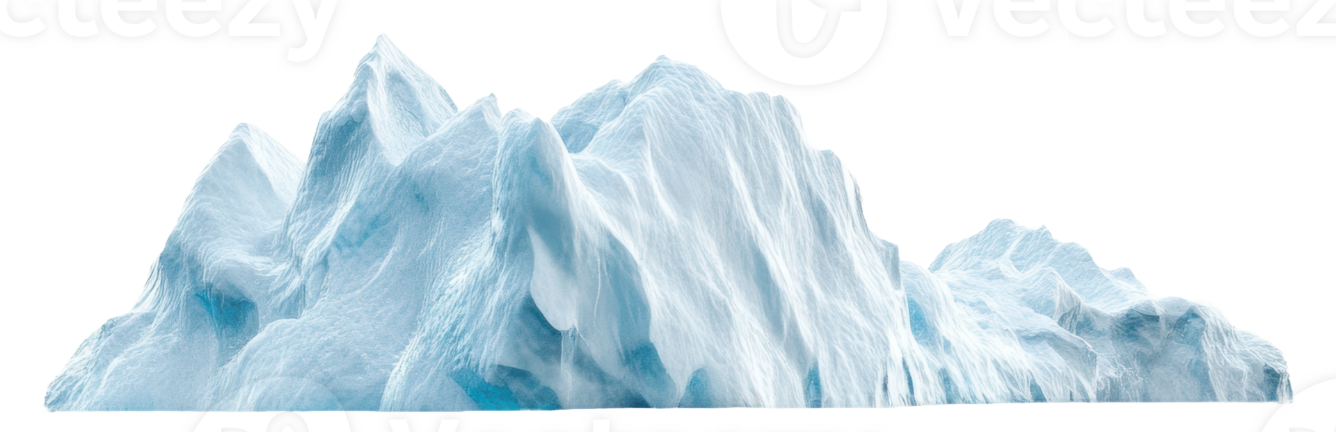 Ice mountain formation in bright light, cut out - stock . png