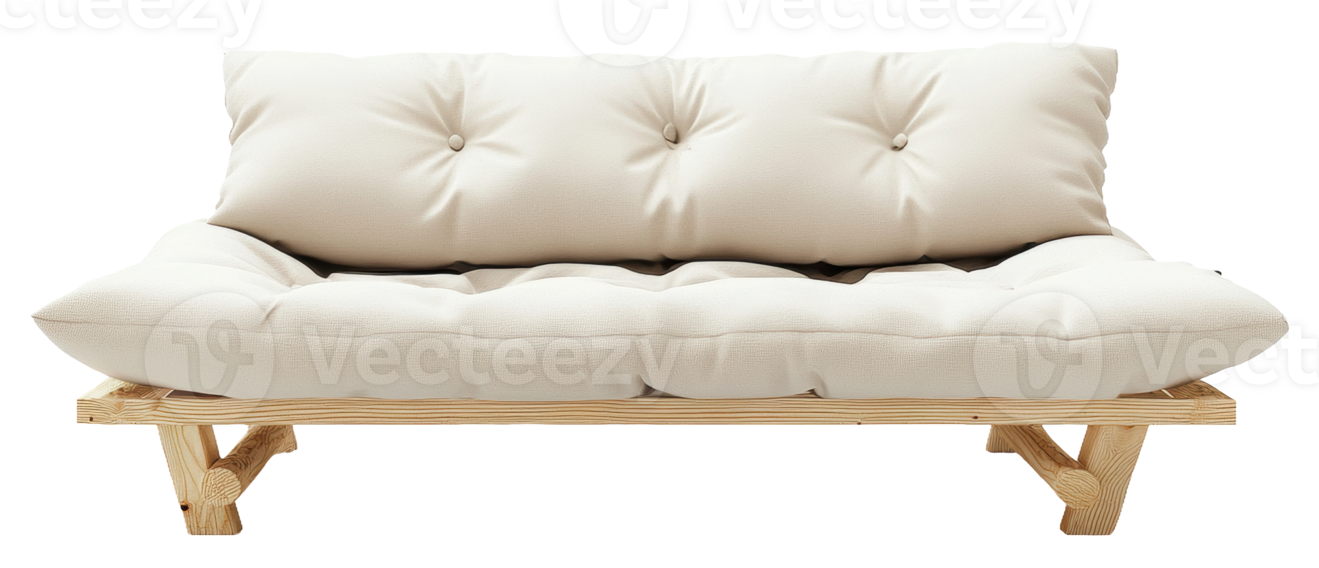 Cozy minimalist sofa with tufted cushions, cut out - stock . png