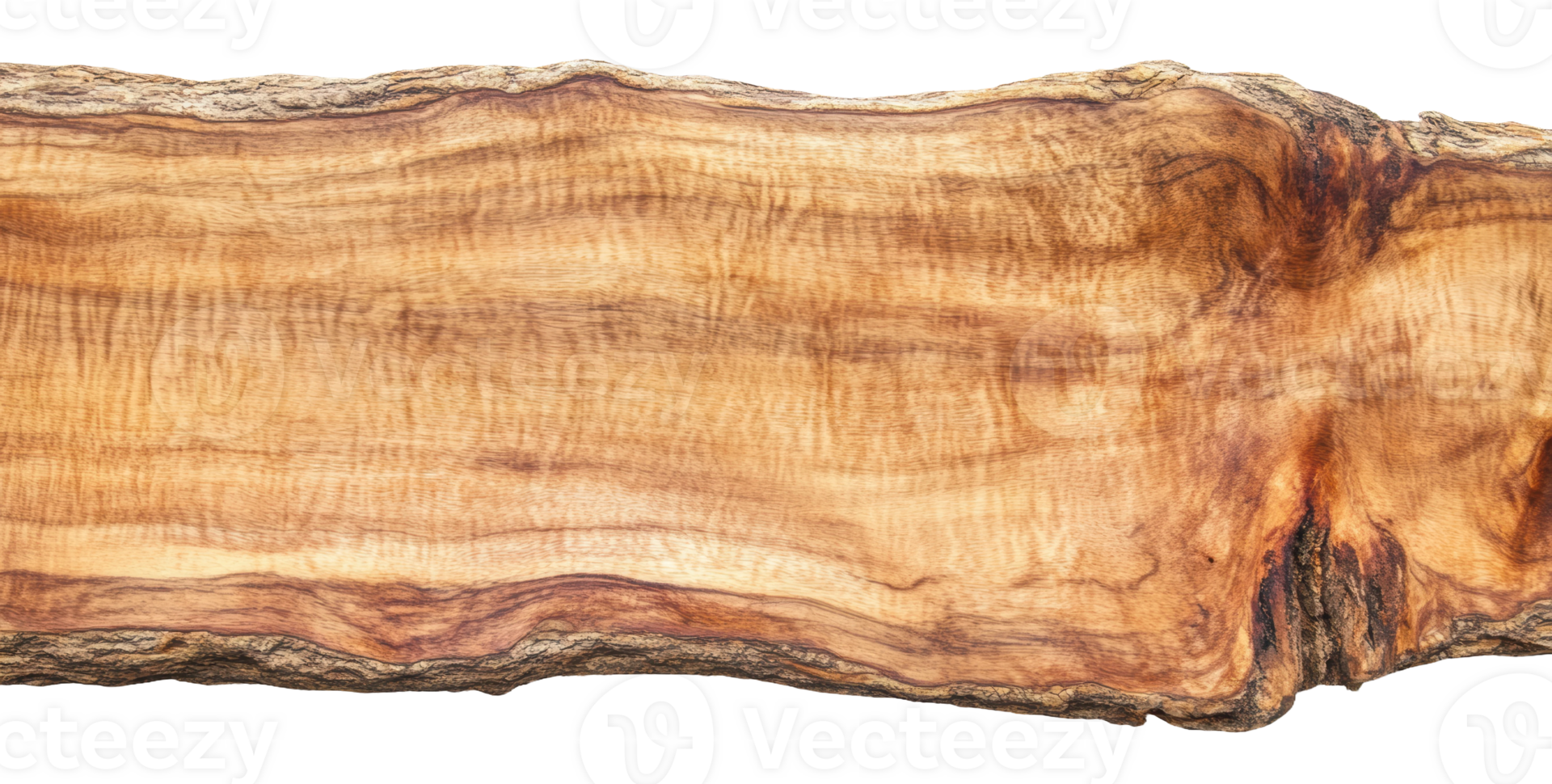 Wooden slab with natural grain patterns on display, cut out - stock . png