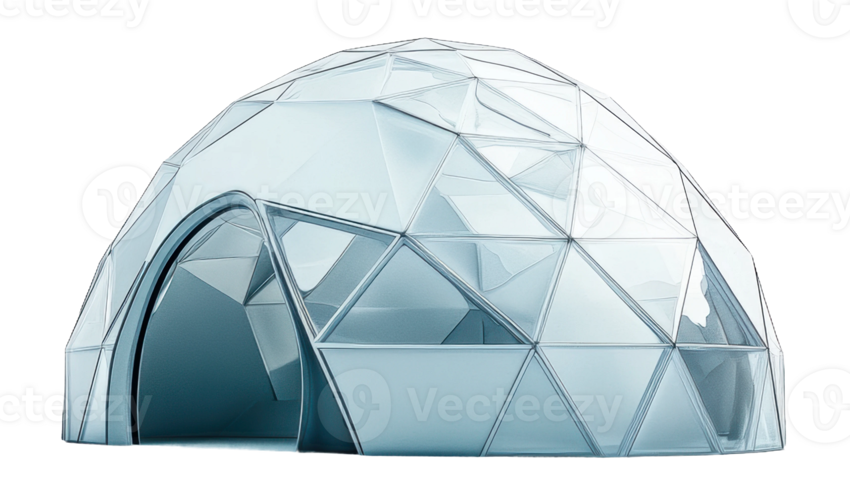 Modern glass geodesic dome structure, cut out - stock . png