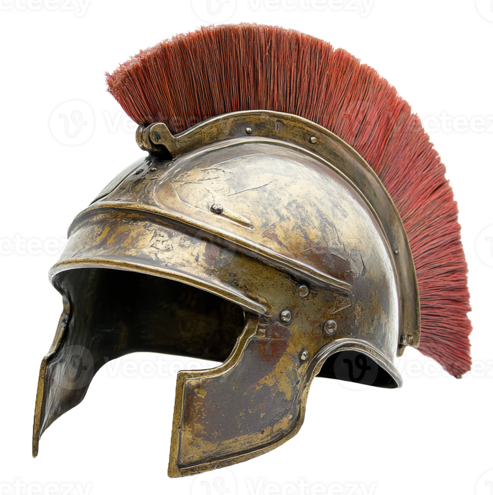 römisch Helm mit rot Feder, Schnitt aus - - Lager . png