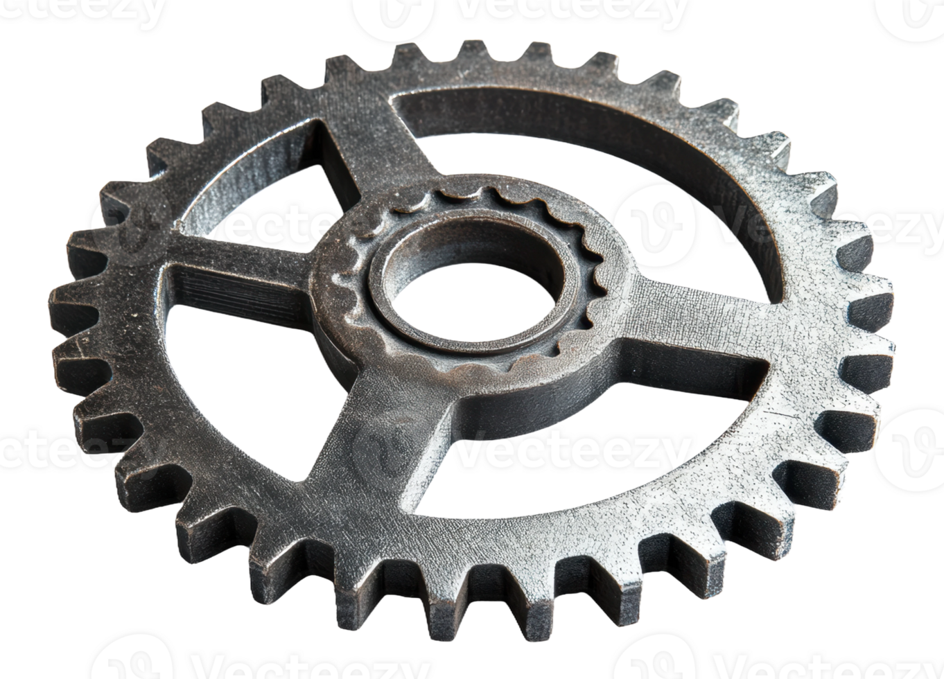 Metal gear with six spokes, cut out - stock . png