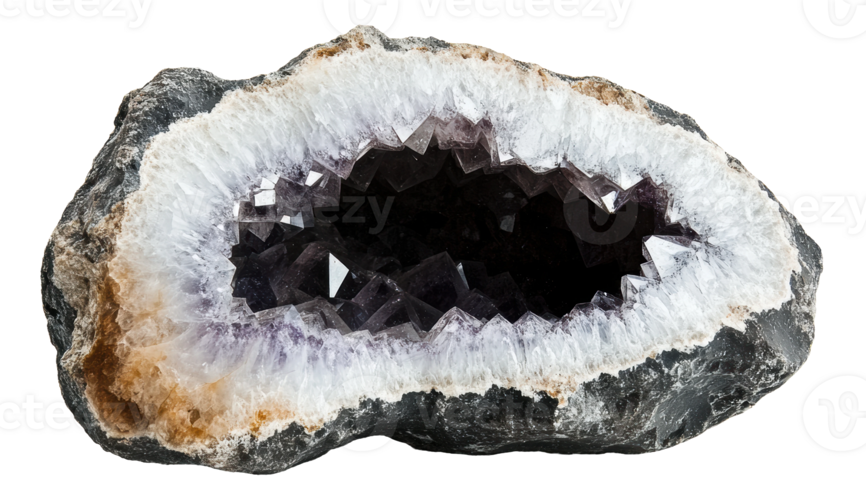 Natural geode with crystal interior, cut out - stock . png