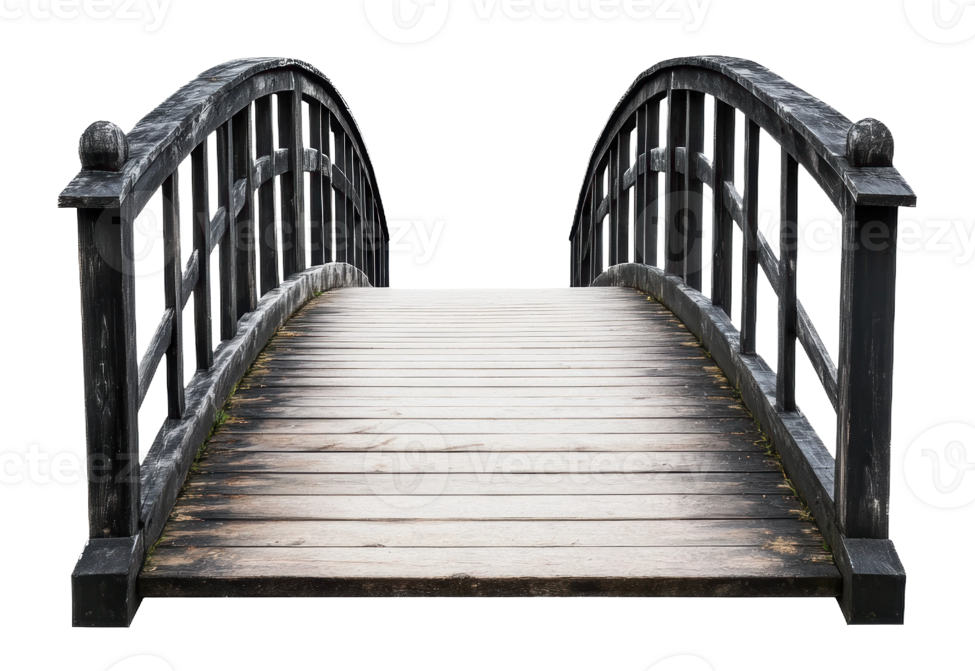 Wooden footbridge in a tranquil setting, cut out - stock . png