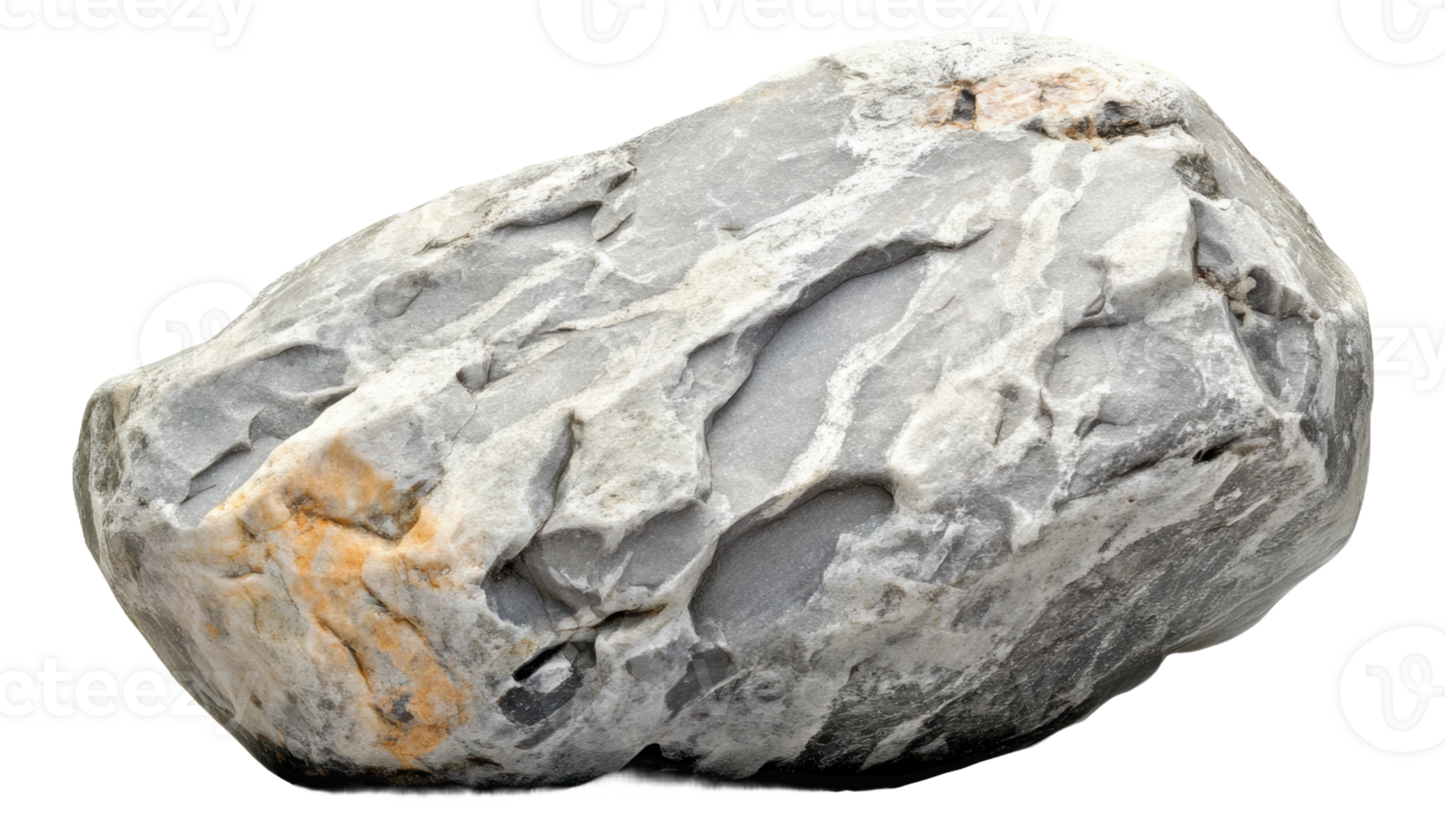Natural gray rock with interesting texture and patterns positioned, cut out - stock . png