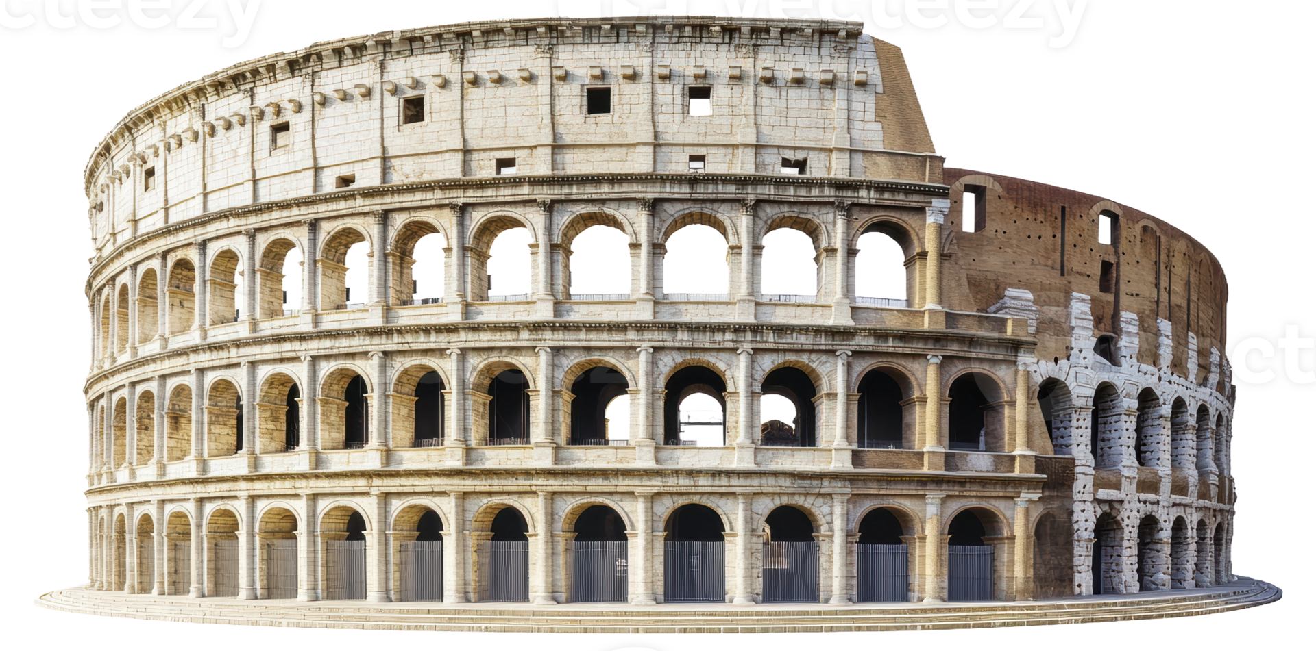 The Colosseum in Rome during daylight, showcasing its ancient architecture and historic significance, cut out - stock . png