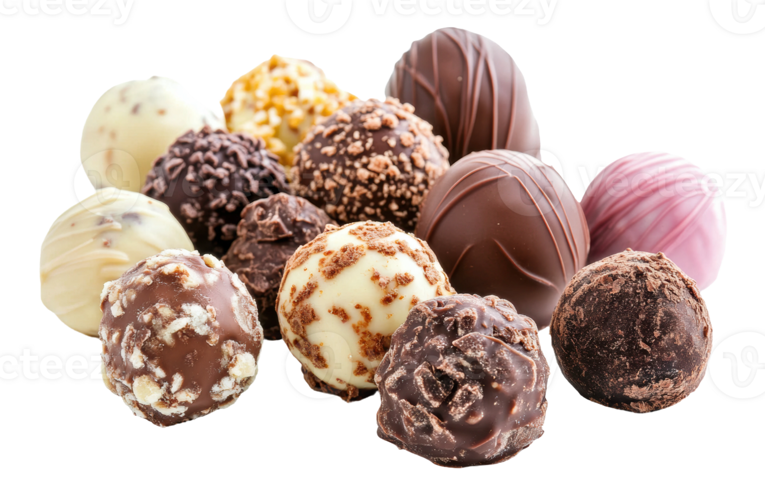 Assorted chocolate truffles, cut out - stock . png