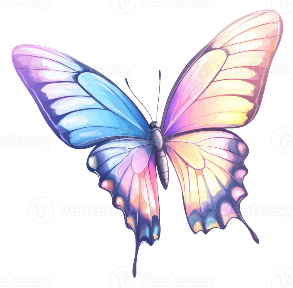 Colorful butterfly with pastel wings, cut out - stock . png