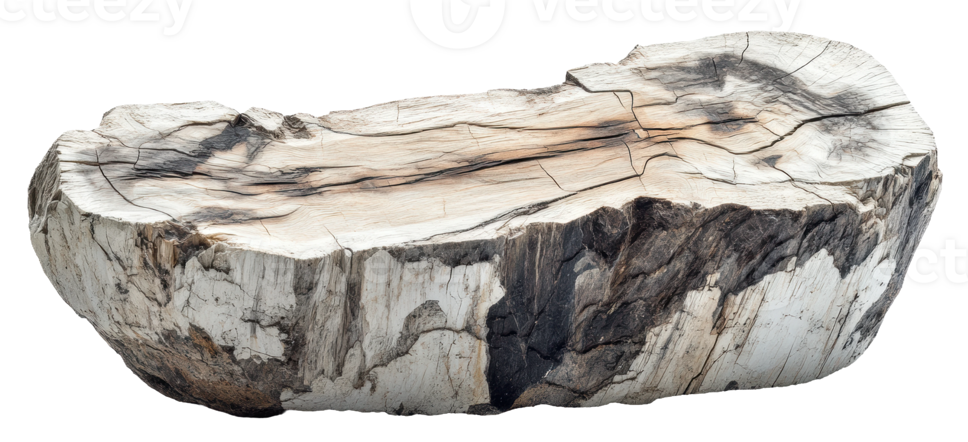 Unique decorative petrified wood coffee table, cut out - stock . png