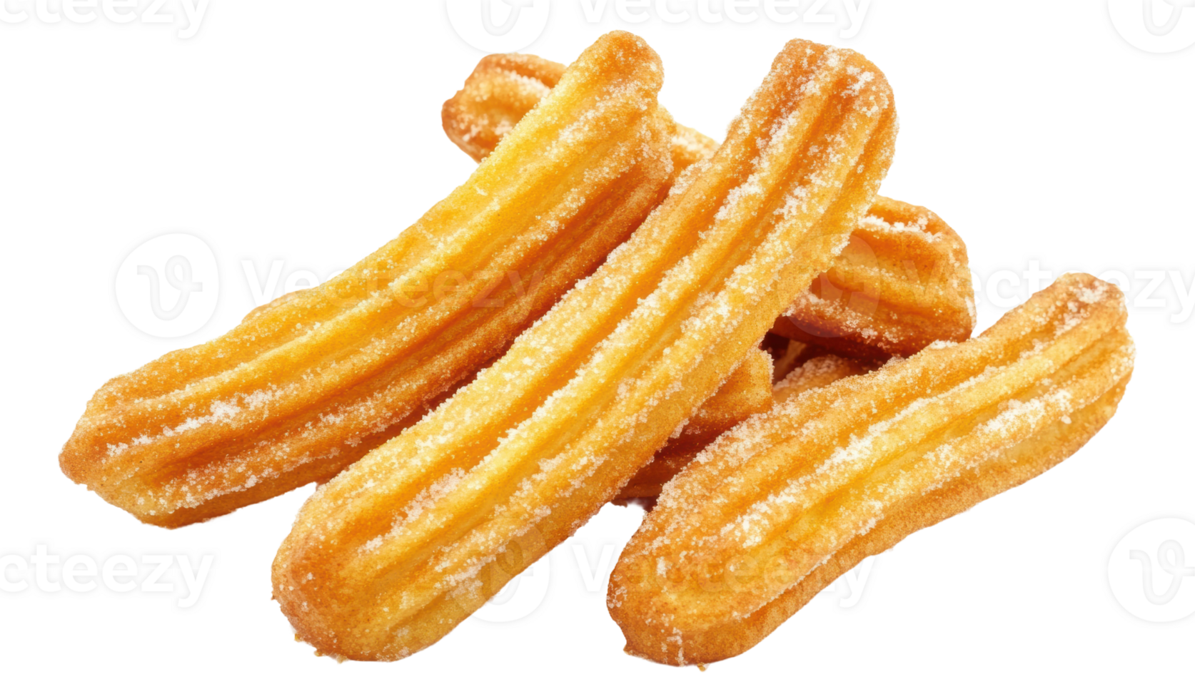 Freshly made churros dusted with sugar, cut out - stock . png