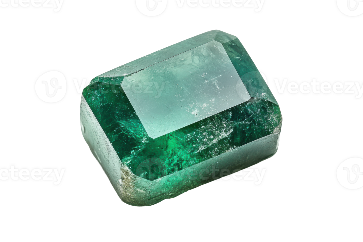 Sparkling green emerald crystal showcasing its natural beauty and geometric structure, cut out - stock . png